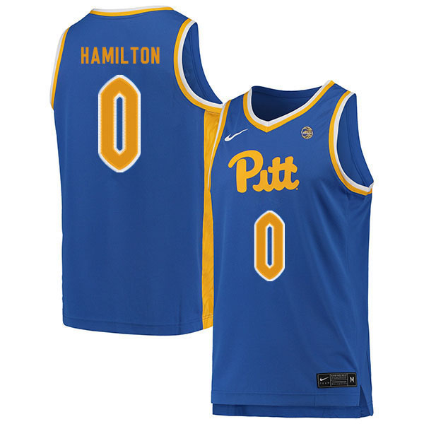 Men #0 Eric Hamilton Pitt Panthers College Basketball Jerseys Sale-Blue